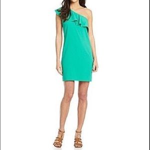 Gianni Bini Teal Shoulder Ruffle Dress Size 0